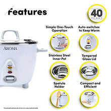 Load image into Gallery viewer, Aroma Housewares Select Stainless Rice Cooker &amp; Warmer with Uncoated Inner Pot, 6-Cup(cooked) / 1.2Qt, ARC-753SG, White
