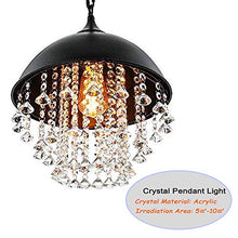 Load image into Gallery viewer, Vintage Industrial Crystal Pendant Light - MKLOT Retro Edison Style Ceiling Light 14 Wide Rust Wrought Iron Hanging Lamp Chandelier with Shaded Glittering Crystal Beads for Kitchen Island Loft
