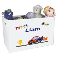 Personalized Cars Childrens Nursery White Open Toy Box