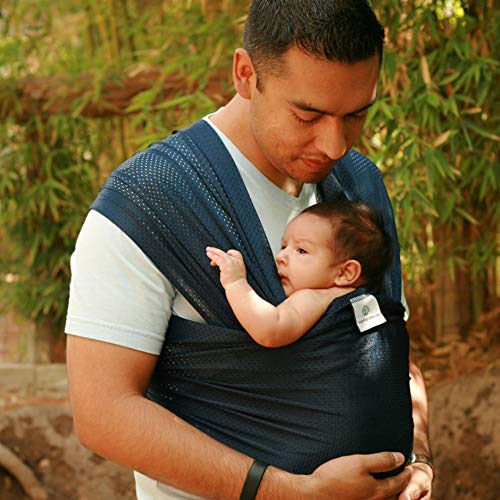 Beachfront Baby Wrap - Versatile Water & Warm Weather Baby Carrier | Made in USA with Safety Tested Fabric, CPSIA & ASTM Compliant | Lightweight, Quick Dry (Navy, X-Long)