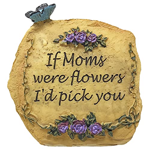 BANBERRY DESIGNS Mom Message Rock - Butterflies & Flowers Decorations and Mom Poem - Gifts for Her - Birthday Gifts for Mom - Mother-in-Law - Approximately 3 1/2