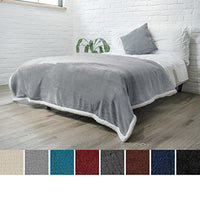 PAVILIA Premium Sherpa Fleece Blanket Twin Size | Soft, Plush, Fuzzy Light Gray Throw | Reversible Warm Cozy Microfiber Solid Bed Blanket (Light Grey, 60x80 Inches)