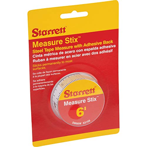 Starrett Measure Stix, SM66W - Steel Measuring Tape Tool, 3/4 x 6 with Permanent Adhesive Backing, Mount to Work Bench, Saw Table, Drafting Tables and More, Cut Down to Needed Size