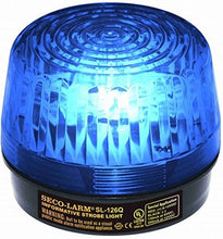 Load image into Gallery viewer, Seco-Larm SL-126Q/B Blue Strobe Light; For 6- to 12-Volt use; For &quot;informative&quot; general signaling requirements; Incorrect polarity cannot damage circuit or draw current; Easy 2-wire installation

