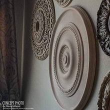 Load image into Gallery viewer, Ekena Millwork CM36ME2-04000 Melonie Ceiling Medallion, 36 1/4&quot;OD x 4&quot;ID x 1 7/8&quot;P (Fits Canopies up to 6 1/4&quot;), Factory Primed
