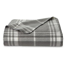 Load image into Gallery viewer, Essential Home Fleece Throw Blanket, 50 by 60-inch, Grey and Ivory Plaid
