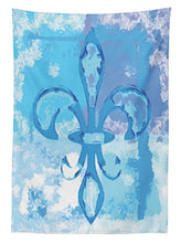 Load image into Gallery viewer, Ambesonne Fleur de Lis Outdoor Tablecloth, Illustration of Lily Flower Like Frozen Heredic Nobility Emblem Queenly Style Print, Decorative Washable Picnic Table Cloth, 58&quot; X 84&quot;, Blue
