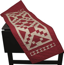 Load image into Gallery viewer, Red Diamond Square Table Runner Quilt 50&quot; Long by 17&quot; Wide 100% Cotton Handmade Hand Quilted Heirloom Quality
