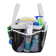 Load image into Gallery viewer, Haundry Mesh Shower Caddy Tote, Large College Dorm Bathroom Caddy Organizer with Key Hook and 2 Oxford Handles,8 Basket Pockets for Camp Gym
