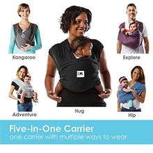 Load image into Gallery viewer, Baby K&#39;tan Breeze Baby Wrap Carrier, Infant and Child Sling - Simple Pre-Wrapped Holder for Babywearing-No Tying or Rings-Carry Newborn up to 35 lbs, Charcoal, Medium (W Dress 10-14 / M Jacket 39-42)
