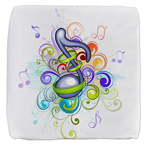 Truly Teague 13 Inch 6-Sided Cube Ottoman Music Note Colorful Burst