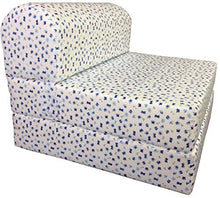 Load image into Gallery viewer, D&amp;D Futon Furniture Blue Butterflies Sleeper Chair Folding Foam Bed Sized 6&quot; Thick X 32&quot; Wide X 70&quot; Long, Studio Guest Foldable Chair Beds, Foam Sofa, Couch, High Density Foam 1.8 Pounds.
