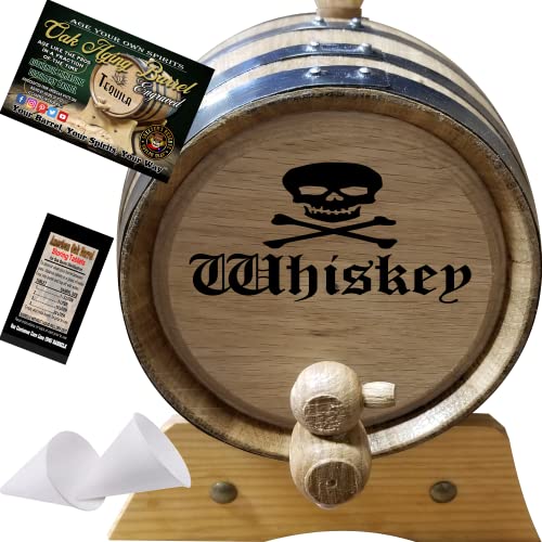 1 Liter Engraved American Oak Aging Barrel - Design 002: Whiskey