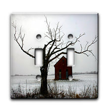 Load image into Gallery viewer, House and Tree in Snow - Decor Double Switch Plate Cover Metal
