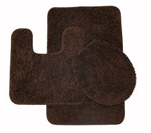 Load image into Gallery viewer, BH Home &amp; Linen 3 Piece Monte Carlo Spa Collection Rug Set Large Mat 20&quot; x 31 Contour 20&quot; x 20 Lid Cover 18&quot; x 19 Inch. (Brown)
