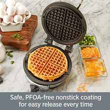 Load image into Gallery viewer, All-Clad WD700162 Stainless Steel Classic Round Waffle Maker with 7 Browning Settings, 4-Section, Silver
