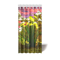 CTIGERS Flower Shower Curtain for Kids Beautiful Narcissus Polyester Fabric Bathroom Decoration 36 x 72 Inch