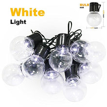 Load image into Gallery viewer, YAOXI Solar Bulb Lights Outdoor, Waterproof 10 LED Plastic Clear Globe String Lights with 2 Modes Lighting for Indoor Outdoor Hallowmas Christmas Decorations (White)
