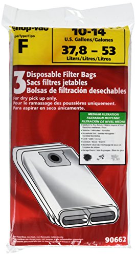 Shop-Vac 9066200 Genuine Type F, 10-14 Gallon Disposable Collection Filter Bag 3-Pack Disposable Filter Bags