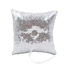 Load image into Gallery viewer, Abbie Home Sequin Glitter Wedding Flower Basket + Ring Pillow Sparkle Rhinestone Dcor Wedding Party Favor-Silver

