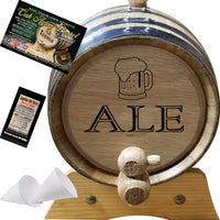 1 Liter Engraved American Oak Aging Barrel - Design 007: Ale