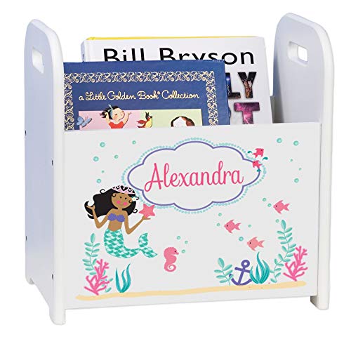 MyBambino Personalized African American Mermaid Princess Kids Storage Shelf Organizer Baby Room Bookcase Furniture