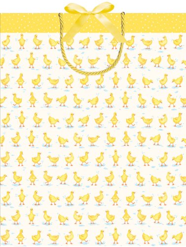Caspari Ducks Jumbo Gift Bag in Yellow, 16 x 8 x 20 Inches