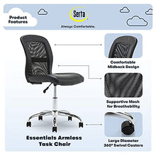 Load image into Gallery viewer, Serta 48740 Essential Mesh Low-Back Computer Desk Task Chair with No Arms for Home Office or Conference Room, Faux Leather, Black
