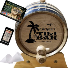 Load image into Gallery viewer, 2 Liter Personalized Tiki Bar (D) American Oak Aging Barrel - Design 050
