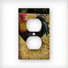 Load image into Gallery viewer, Rooster in Hayfield - Decor Double Switch Plate Cover Metal
