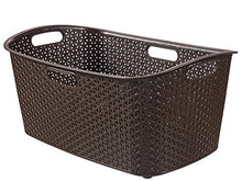 Load image into Gallery viewer, Curver 223390My Style Rectangular Angular Plastic Rattan Basket - 50Litre, Chocolate, 60x 39x 28cm
