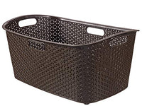 Curver 223390My Style Rectangular Angular Plastic Rattan Basket - 50Litre, Chocolate, 60x 39x 28cm