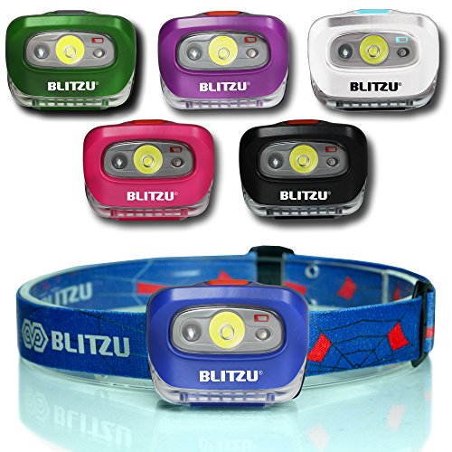 BLITZU Headlamps for Adults, Camping Accessories Clearance, Camping Gear and Equipment, Head Lamp to Wear, Head Flashlight, Camping Essentials for Camper, Kids, Family, Adults, Headband Light, Blue