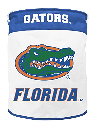 Duck House NCAA Florida Gators Canvas Laundry Basket with Braided Rope Handles, white ,22