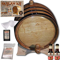 Barrel Aged Whiskey Making Kit - Create Your Own Blended Malt Whisky - The Outlaw Kit from Skeeter's Reserve Outlaw Gear - MADE BY American Oak Barrel (Natural Oak, Black Hoops, 2 Liter)
