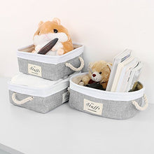 Load image into Gallery viewer, uxcell Storage Baskets with Cotton Handles Foldable Storage Toy Bins Laundry Clothes Towel Box Organizer W Drawstring Closure for Home Shelves Closet Gray 14.6&quot; x 10.2&quot; x 4.7&quot;
