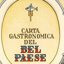 Load image into Gallery viewer, Gourmet Map of Italy - Carta Gastronomica de Bel Paese circa 1949 - measures 24 inches x 32 inches (610 mm x 813 mm)
