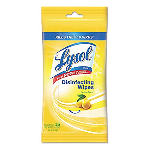 Lysol Disinfecting Wipes to-Go Pack, Lemon Scent, 15 ct