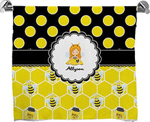 Load image into Gallery viewer, YouCustomizeIt Honeycomb, Bees &amp; Polka Dots Bath Towel (Personalized)
