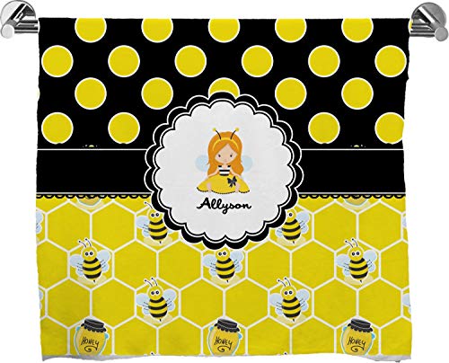 YouCustomizeIt Honeycomb, Bees & Polka Dots Bath Towel (Personalized)