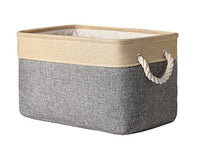 TheWarmHome Decorative Basket Rectangular Fabric Storage Bin Organizer Basket with Handles for Clothes Storage (Grey Patchwork, 15.7L11.8W8.3H)