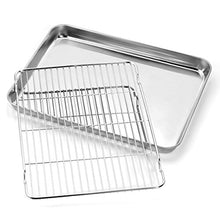 Load image into Gallery viewer, Baking sheets and Rack Set, Zacfton Cookie pan with Nonstick Cooling Rack &amp; Cookie sheets Rectangle Size 12.5 x 10 x 1 inch,Stainless Steel &amp; Non Toxic &amp; Healthy,Superior Mirror Finish &amp; Easy Clean
