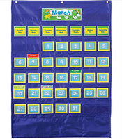 Carson Dellosa Deluxe Calendar Pocket ChartChildrens Monthly Wall Chart for Classroom Learning with Day, Week, Holiday Cards and Storage Pouches (25