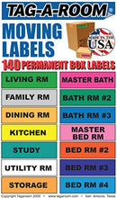 Load image into Gallery viewer, Tag-A-Room Moving Labels, 140 Count Color Coded Moving Stickers Labels, Moving Supplies 1&quot; x 4&quot; Each

