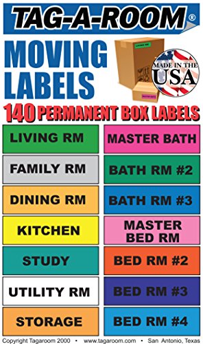 Tag-A-Room Moving Labels, 140 Count Color Coded Moving Stickers Labels, Moving Supplies 1