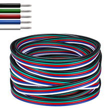 Load image into Gallery viewer, 22 Gauge 5Pin Extension Wire, EvZ 22AWG 5 Conductor Parallel Electric Cable Cord for RGBW LED Strips 3528 5050, Black-Green-Red-Blue-White, 33ft/10M
