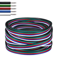 22 Gauge 5Pin Extension Wire, EvZ 22AWG 5 Conductor Parallel Electric Cable Cord for RGBW LED Strips 3528 5050, Black-Green-Red-Blue-White, 33ft/10M