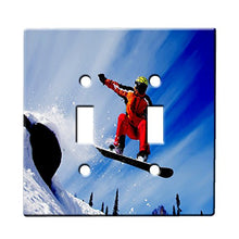 Load image into Gallery viewer, Snowboarding Dive - Decor Double Switch Plate Cover Metal
