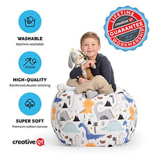 Load image into Gallery viewer, Creative QT Stuffed Animal Storage Bean Bag Chair - Kid Bean Bag Chair - Beanbag Cover - Stuffed Animal Holder - Beanbag Chair for Kids, Toddlers &amp; Teens - Giant Bean Bag Cover (38&quot; Navy Polka Dot)
