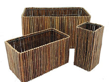 Load image into Gallery viewer, TopherTrading TOPOT 3-Piece Full-Skin Wicker Vase &amp; Planter Set with Metal Frame and Hard Liner

